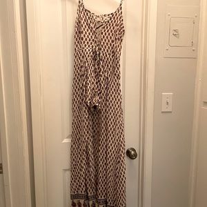 Cross top Romper w long slit skirt